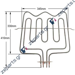Αντίσταση με γκριλ 3000W (2000+1000) πάνω μέρος φούρνου κουζίνας CONTI / BEKO / PRINCESS 262100004, 562100002, 262900005