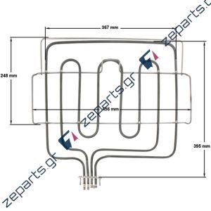 Αντίσταση με γκρίλ 2700W 230V πάνω φούρνου κουζίνας BOSCH/SIEMENS/PITSOS/NEFF