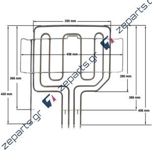 Αντίσταση με γκριλ 2800watt (1100+1700watt) άνω μέρος φούρνου κουζίνας BOSCH / SIEMENS / PITSOS / NEFF 9.2023959, 278734, 209753