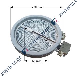 Εστία κουζίνας κεραμική διπλή 1700W/700W Φ20cm / Φ12cm 5 άκρα Γενικής Χρήσης