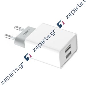 USB Φορτιστής λευκός XO L65EU 2.4A με 2 θύρες