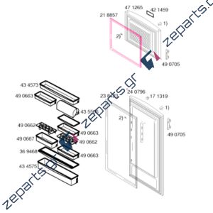 Λάστιχο πόρτας κατάψυξης ψυγείου SIEMENS / PITSOS / BOSCH Original 00218857, 218857, 00474027, 474027