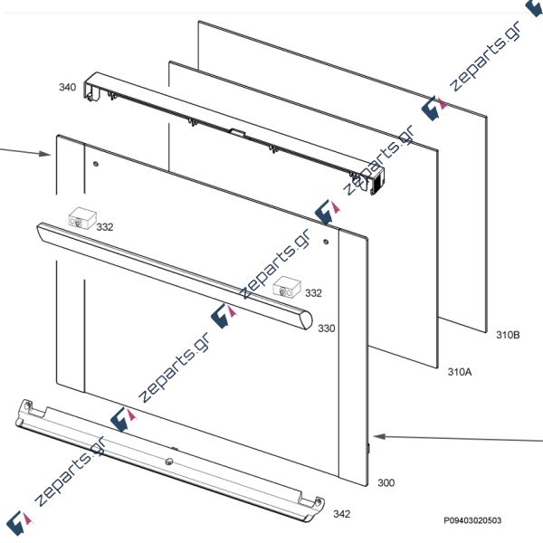 Τζάμι κρύσταλλο φούρνου κουζίνας AEG / ZANUSSI / ELECTROLUX Original 5613093102