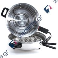 Ηλεκτρική ψηστιέρα 34cm αλουμινίου 1000W με σχάρα, καλώδιο & ταψάκι